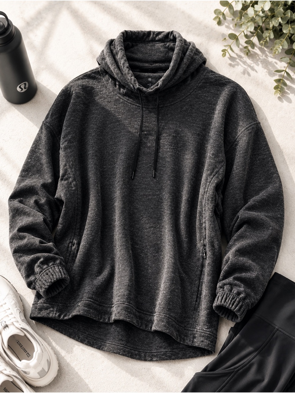 lululemon athletica Charcoal Gray Cozy Cowl Pullover Hoodie Size 8